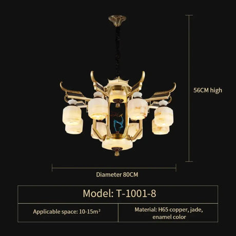 Copper Chandelier with Marble 20+ Lights Remote Control 8 Heads D80CM / Three colours chandelier