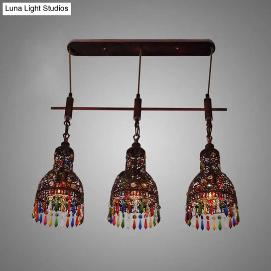 Copper Cluster Pendant Light With 3 Bulbs For Corridors - Art Deco Barn Style