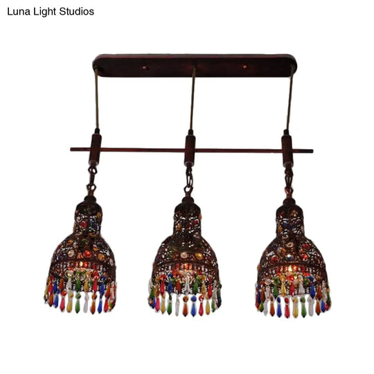 Copper Cluster Pendant Light With 3 Bulbs For Corridors - Art Deco Barn Style