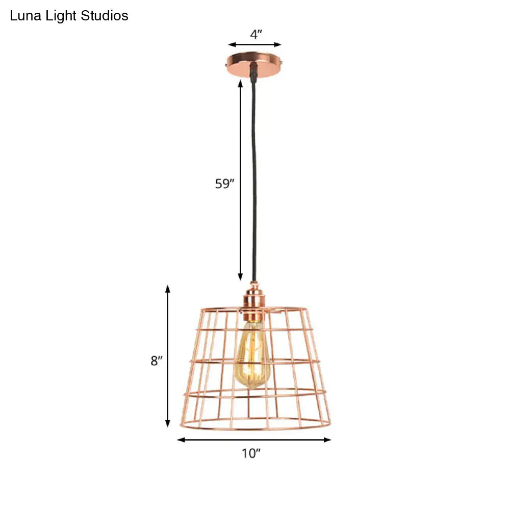 Copper Industrial Cone Iron Hanging Light Fixture With 1-Light For Living Room
