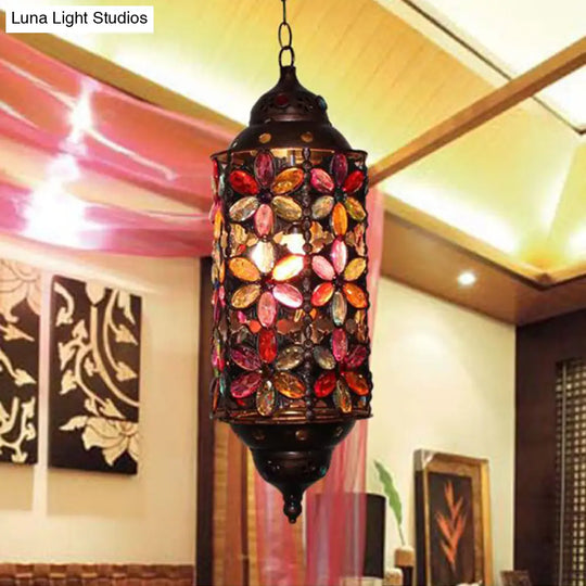 Copper Cylindrical Pendant Ceiling Lamp - Metal Hanging Decor For Living Room (1 Bulb)