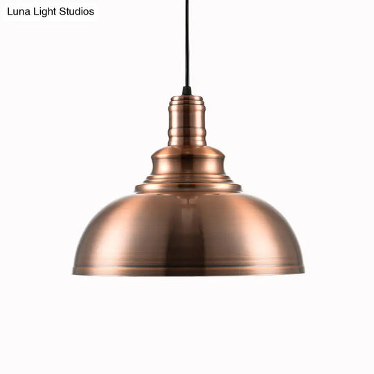 Copper Finish Industrial Style Metal Hanging Light With Adjustable Cord - Bedroom Pendant Lamp