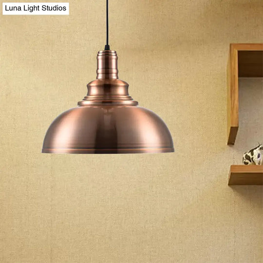 Copper Finish Industrial Style Hanging Pendant Light With Adjustable Cord For Bedroom