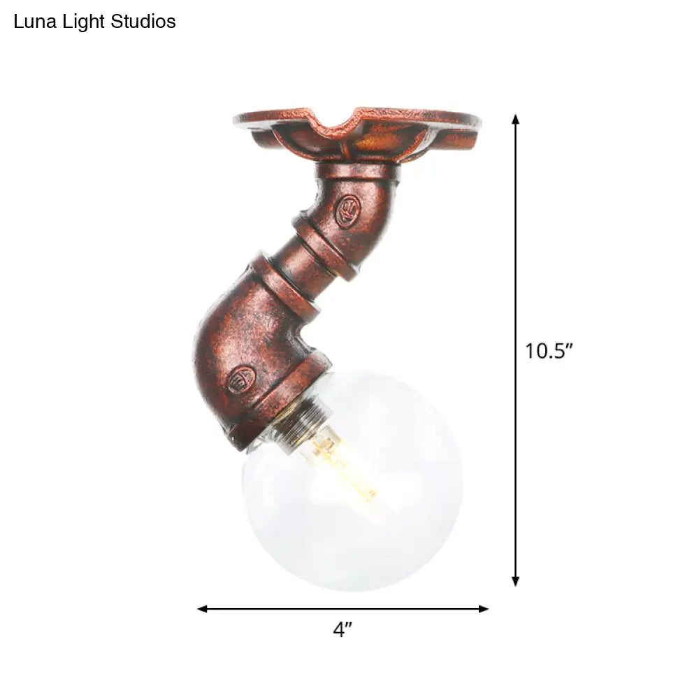 Copper Glass Semi - Flush Mount Led Ceiling Light Fixture