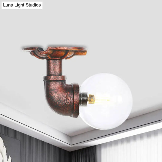 Copper Glass Semi-Flush Mount Led Ceiling Light Fixture / A