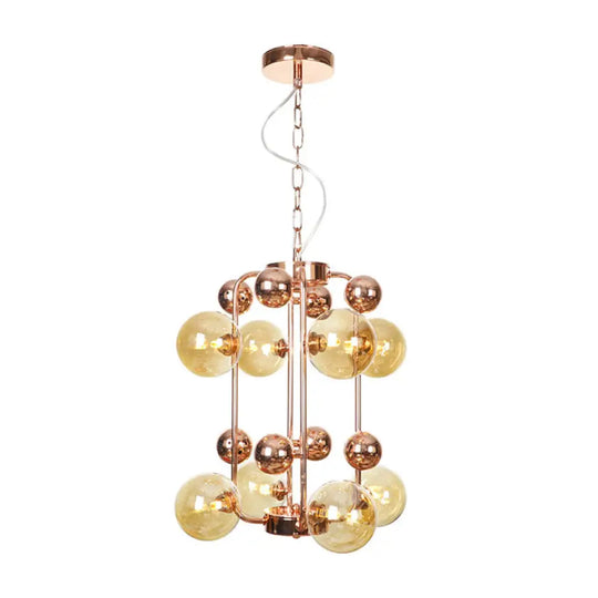 Copper/Gold Finish Industrial Chandelier With Clear/Amber/Smoke Gray Mirror Glass – 6/8/10 Heads