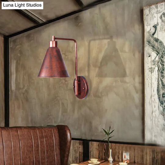 Copper Industrial Wall Sconce With Cone/Dome/Wide Flare Shade - Stylish Dining Room Light Fixture