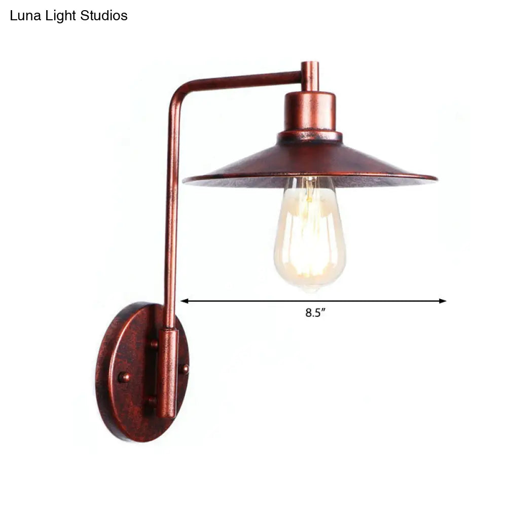 Copper Industrial Wall Sconce With Cone/Dome/Wide Flare Shade - Stylish Dining Room Light Fixture