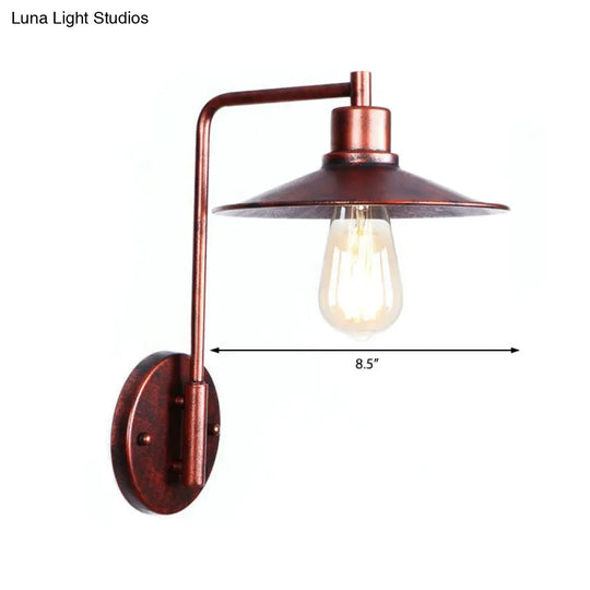 Copper Industrial Wall Sconce With Cone/Dome/Wide Flare Shade - Stylish Dining Room Light Fixture