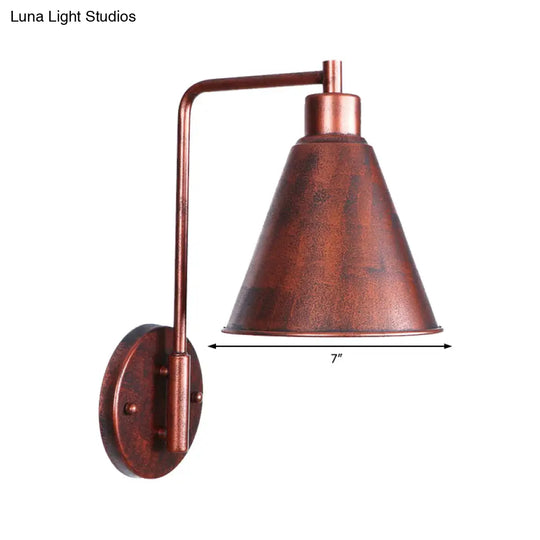 Copper Industrial Wall Sconce With Cone/Dome/Wide Flare Shade - Stylish Dining Room Light Fixture