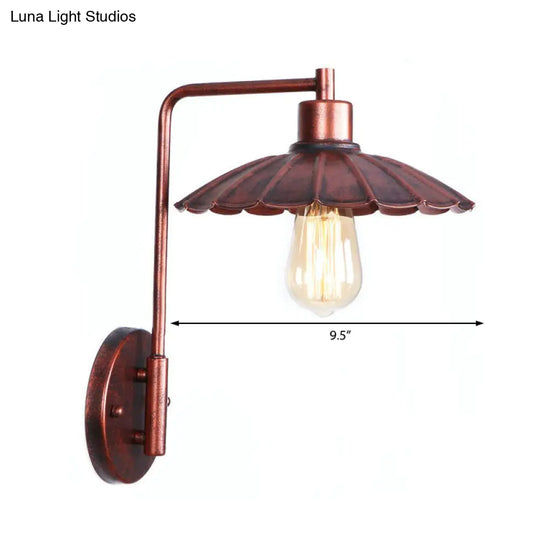 Copper Industrial Wall Sconce With Cone/Dome/Wide Flare Shade - Stylish Dining Room Light Fixture