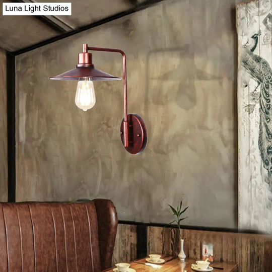 Copper Industrial Wall Sconce With Cone/Dome/Wide Flare Shade - Stylish Dining Room Light Fixture