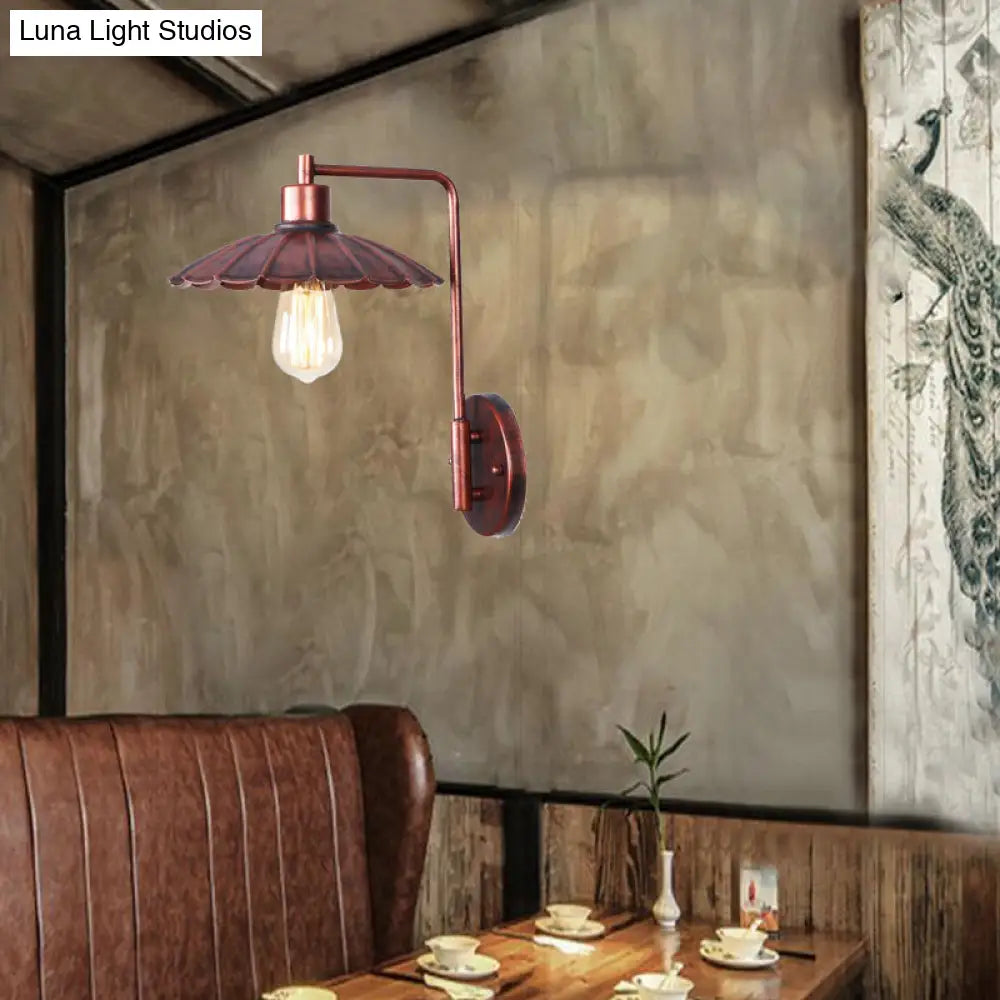 Copper Industrial Wall Sconce With Cone/Dome/Wide Flare Shade - Stylish Dining Room Light Fixture