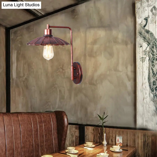 Copper Industrial Wall Sconce With Cone/Dome/Wide Flare Shade - Stylish Dining Room Light Fixture