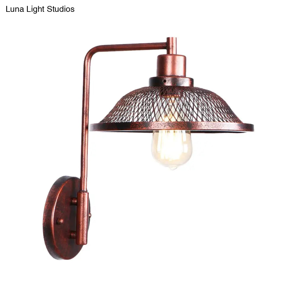 Copper Industrial Wall Sconce With Cone/Dome/Wide Flare Shade - Stylish Dining Room Light Fixture