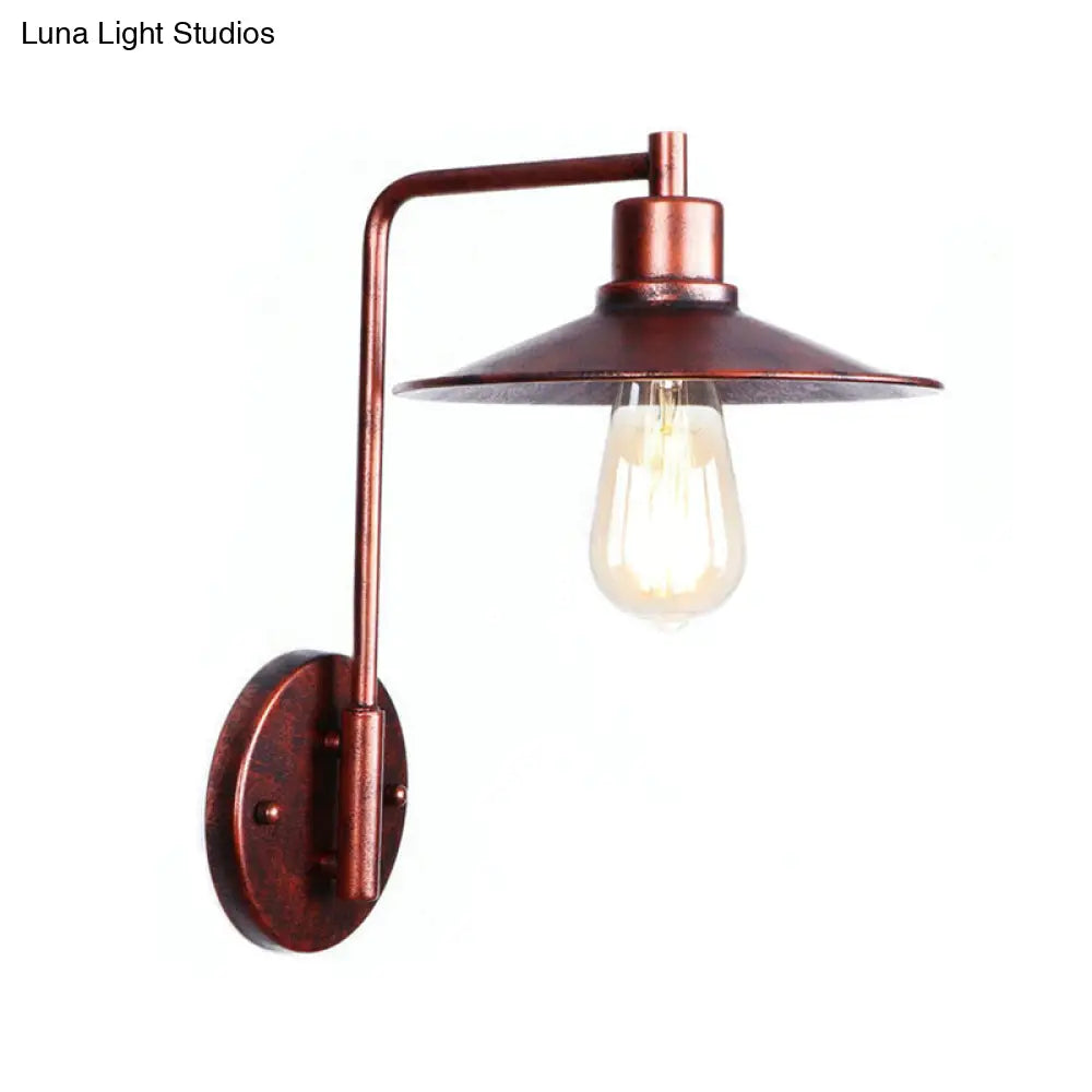 Copper Industrial Wall Sconce With Cone/Dome/Wide Flare Shade - Stylish Dining Room Light Fixture