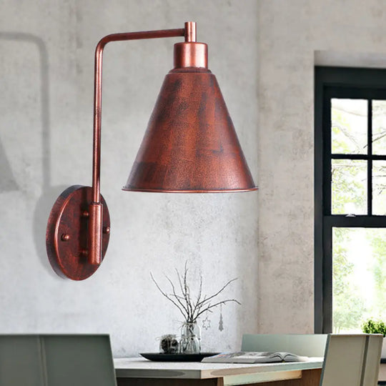 Copper Industrial Wall Sconce With Cone/Dome/Wide Flare Shade - Stylish Dining Room Light Fixture /