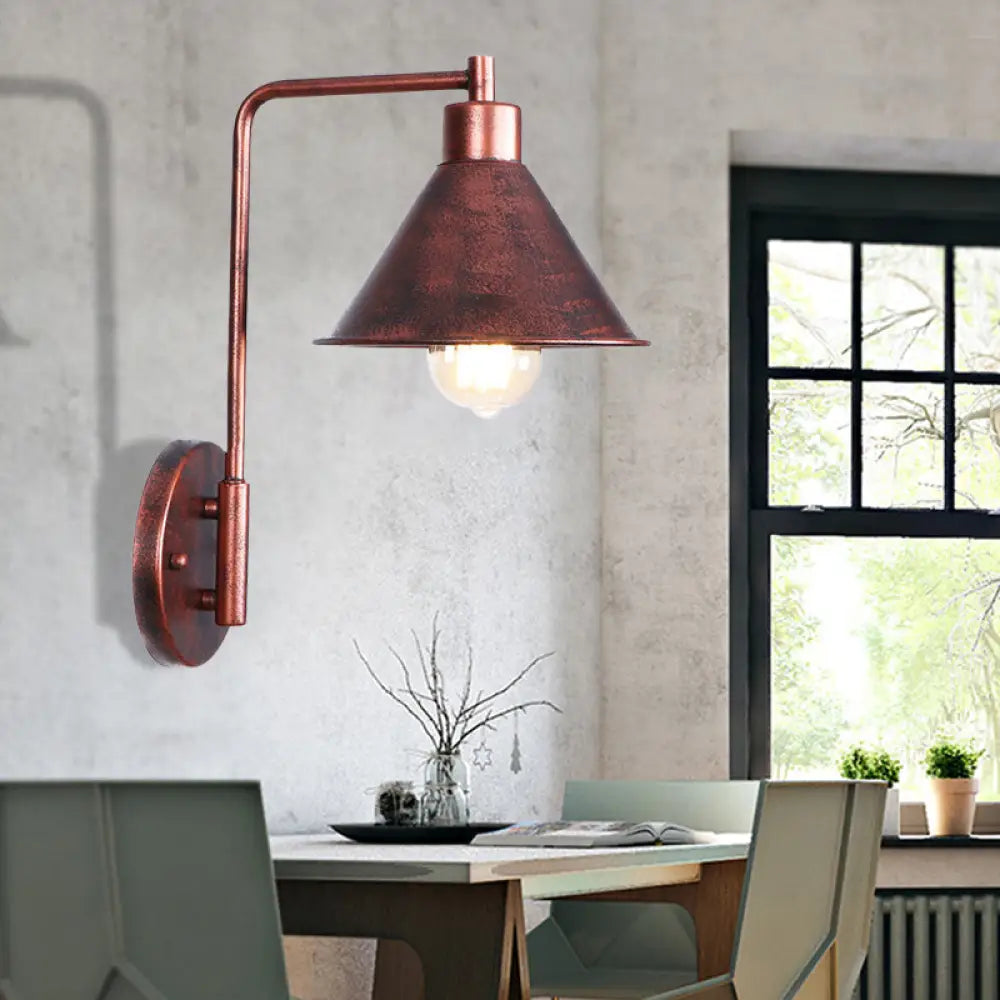 Copper Industrial Wall Sconce With Cone/Dome/Wide Flare Shade - Stylish Dining Room Light Fixture /