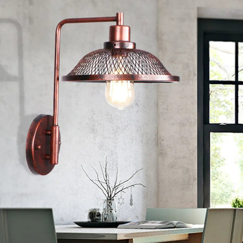 Copper Industrial Wall Sconce With Cone/Dome/Wide Flare Shade - Stylish Dining Room Light Fixture /