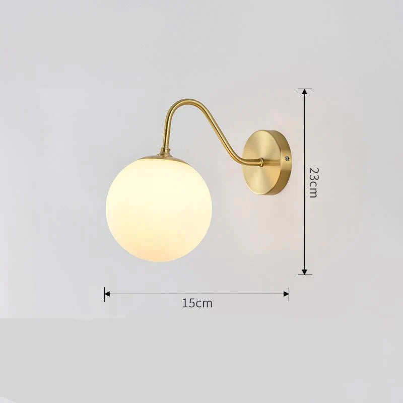 Copper Led Wall Lamp Texture E27 Glass Cover Aisle Nordic Jane Bedroom Bedroom Bedside Copper Wall Lamp