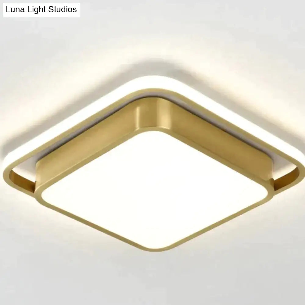 Copper Living Room Lamp Square Led Ceiling Trichromatic Light