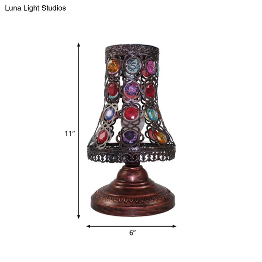 Copper Metal Bell/Cone Bedroom Night Table Lamp 1-Light Decorative Nightstand Lighting 5.5/6 Wide