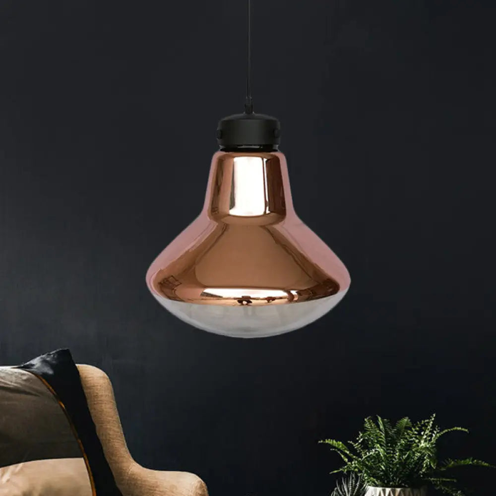 Copper Mirrored Glass Pendant Light For Dining Room - Modernist Design With 1-Light Suspension