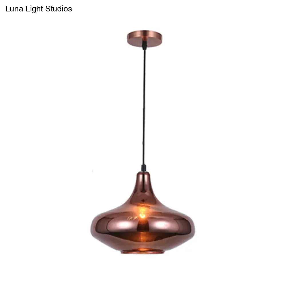 Copper Modern Ceiling Pendant Light With Mirror Glass Shade - Perfect For Dining Room