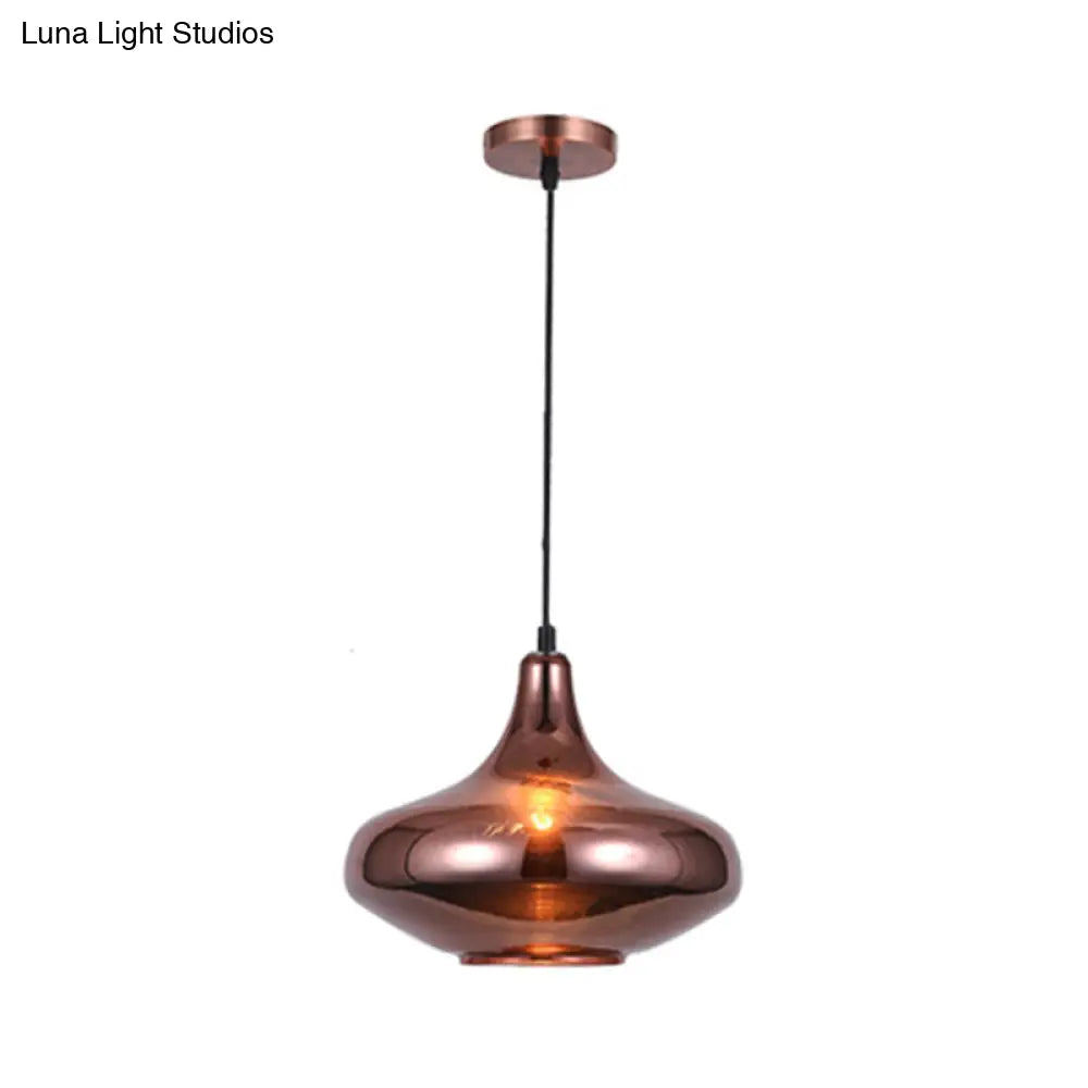 Copper Pendant Light Fixture With Gourd/Bell/Urn Mirror Glass Shade - Modern And Elegant Lighting