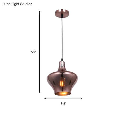 Copper Pendant Light Fixture With Gourd/Bell/Urn Mirror Glass Shade - Modern And Elegant Lighting