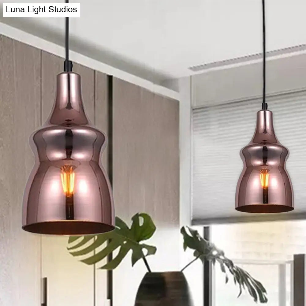 Copper Pendant Light Fixture With Gourd/Bell/Urn Mirror Glass Shade - Modern And Elegant Lighting