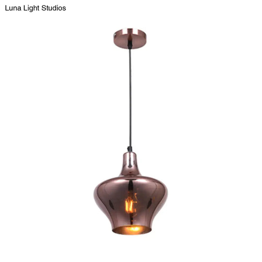 Copper Pendant Light Fixture With Gourd/Bell/Urn Mirror Glass Shade - Modern And Elegant Lighting