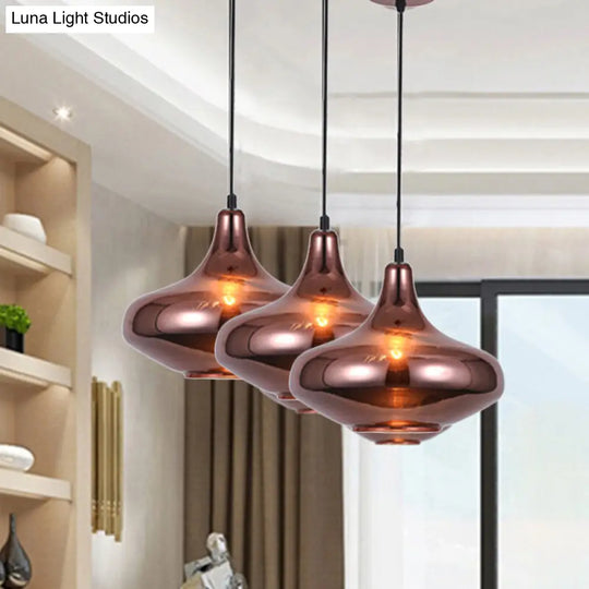 Copper Pendant Light Fixture With Gourd/Bell/Urn Mirror Glass Shade - Modern And Elegant Lighting