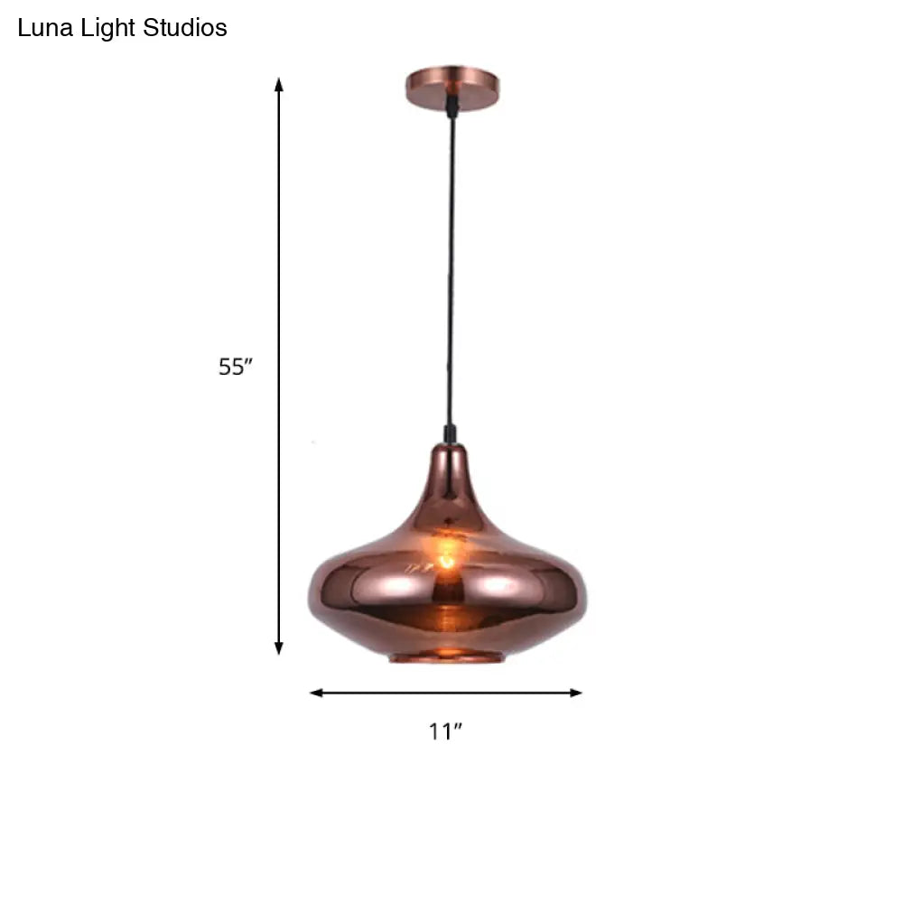 Copper Modern Ceiling Pendant Light With Mirror Glass Shade - Perfect For Dining Room