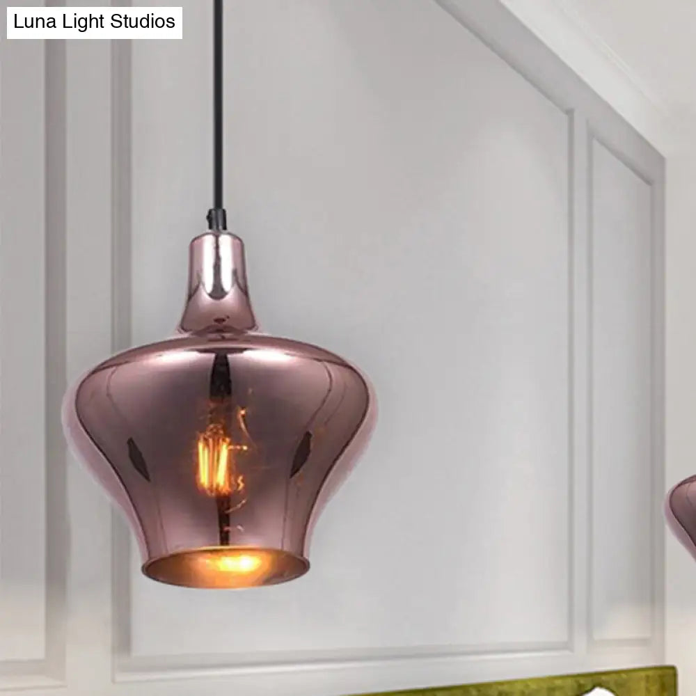 Copper Pendant Light Fixture With Gourd/Bell/Urn Mirror Glass Shade - Modern And Elegant Lighting