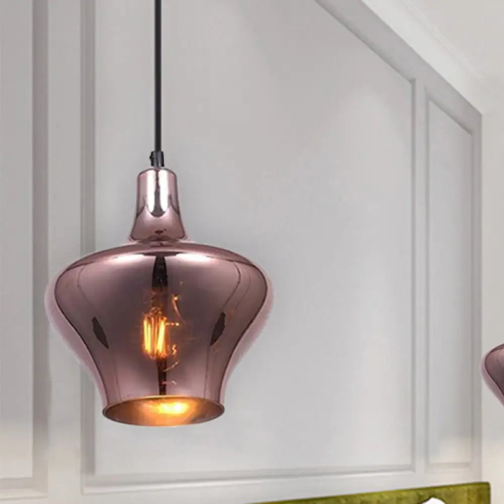 Copper Modern Ceiling Pendant Light With Mirror Glass Shade - Perfect For Dining Room / B