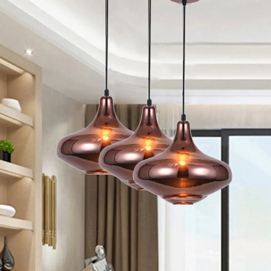 Copper Modern Ceiling Pendant Light With Mirror Glass Shade - Perfect For Dining Room / C