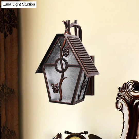 Copper Seeded Glass Wall Sconce Lamp - Countryside House Lighting