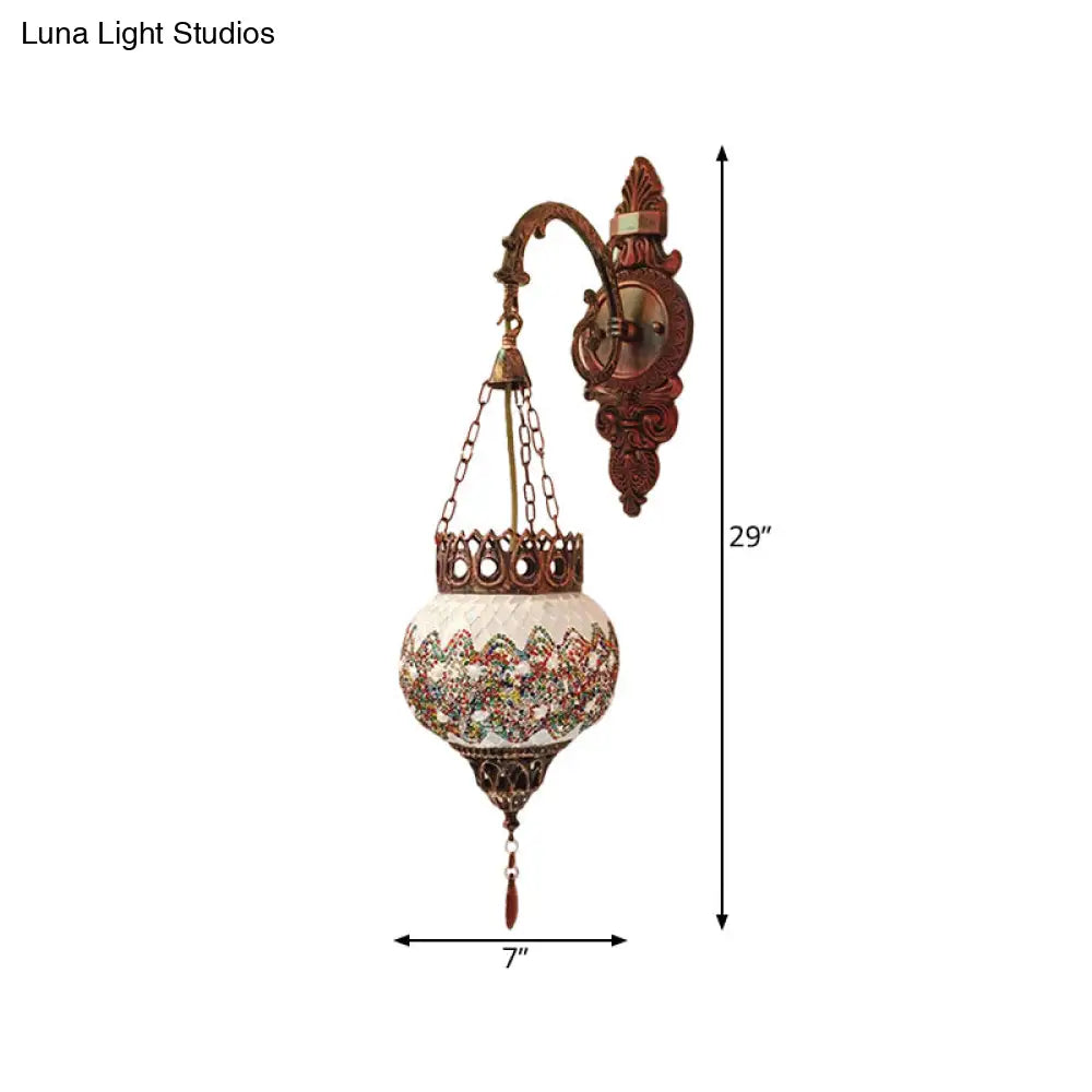 Copper Stained Glass Wall Sconce - Decorative Global Light For Living Room