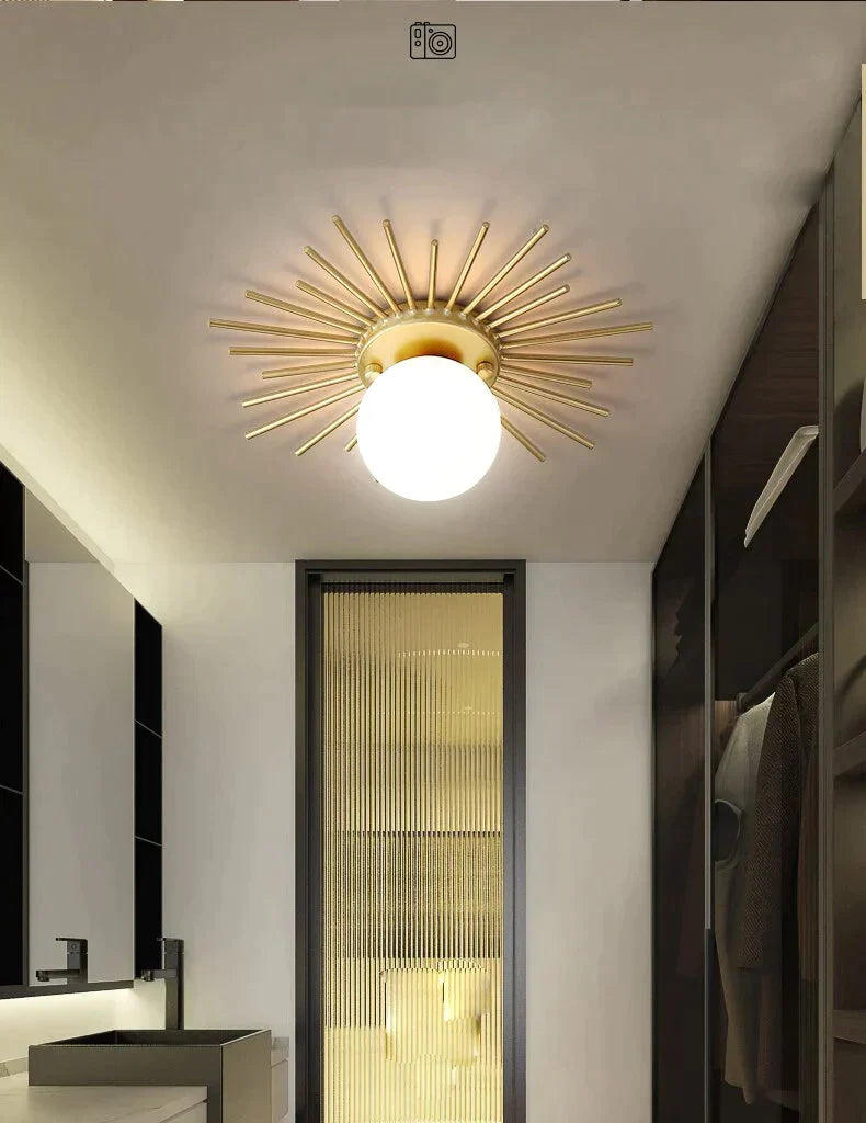 Corridor Lights Aisle Creative Nordic Minimalist Modern Balcony All Copper Crystal Ceiling Home Porc