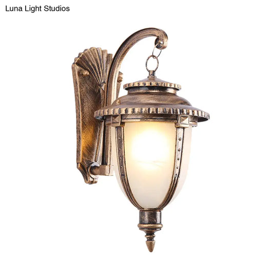 Country Black/Bronze Urn Sconce Wall Lamp With Weather-Resistant Glass - 1-Bulb Fixture