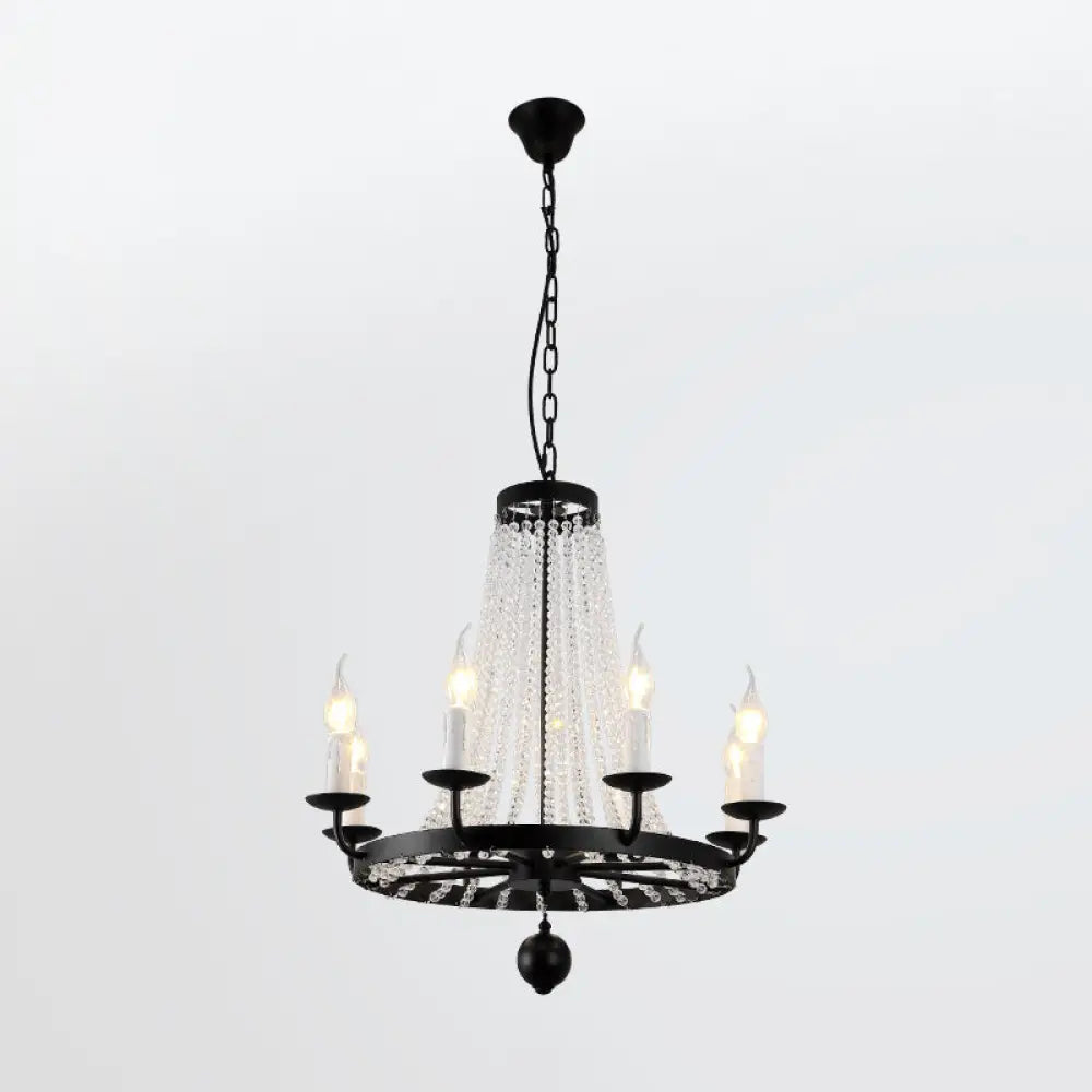 Country Black Candelabra Crystal Chandelier Pendant Light Kit For Living Room With Elegant Design 8