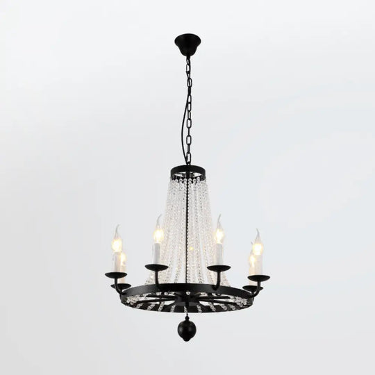 Country Black Candelabra Crystal Chandelier Pendant Light Kit For Living Room With Elegant Design 8