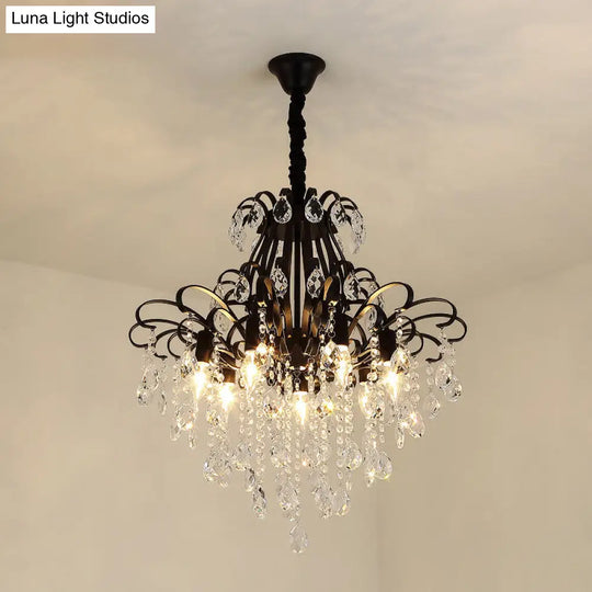 Country Crystal Pendant Chandelier For Dining Room Lighting