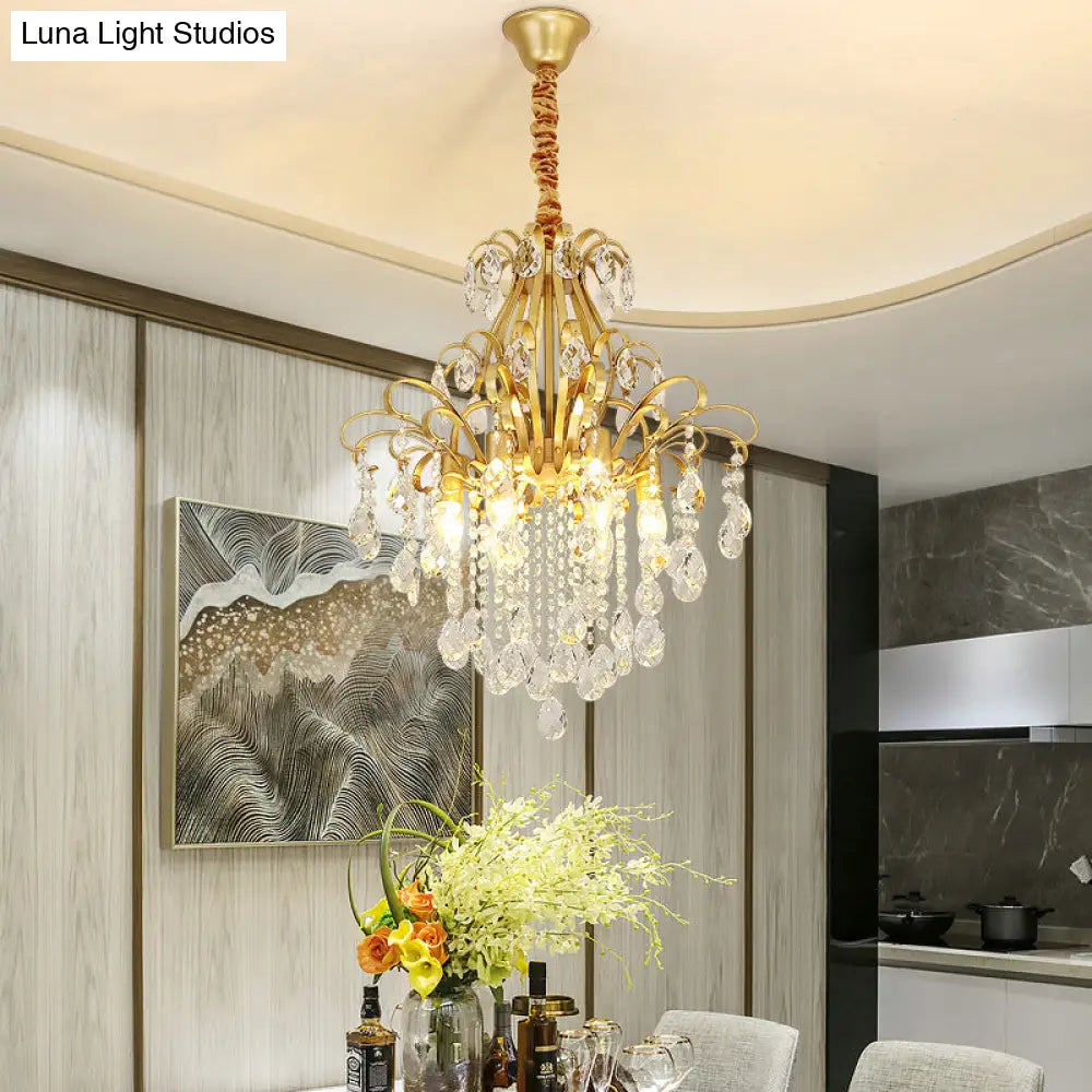 Country Crystal Pendant Chandelier For Dining Room Lighting