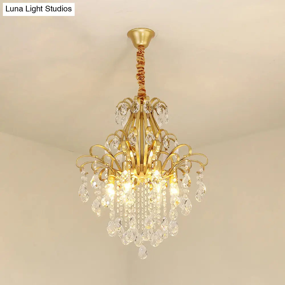 Country Crystal Pendant Chandelier For Dining Room Lighting