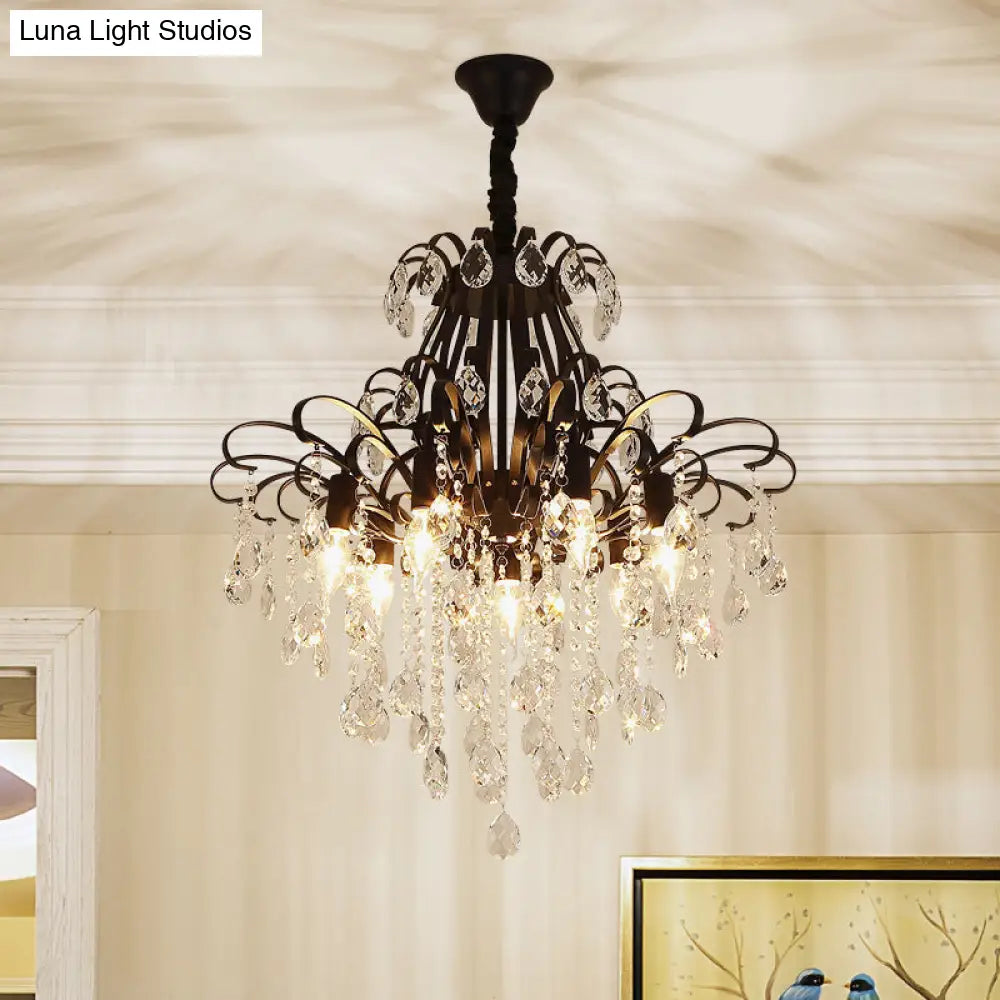 Country Crystal Pendant Chandelier For Dining Room Lighting