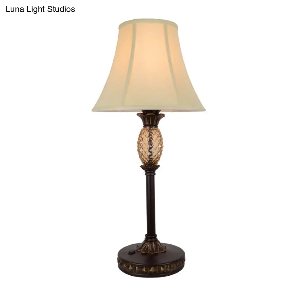 Country Flared Shade Table Lamp In Black/Beige