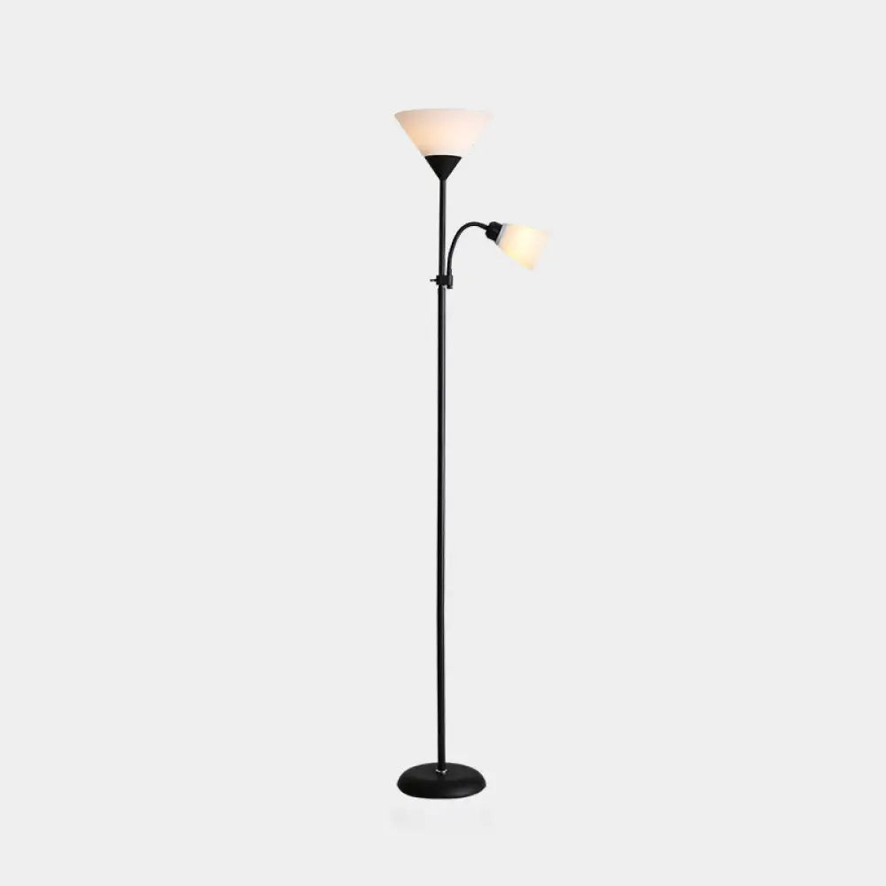 Country Living Room Acrylic Torchiere Floor Lamp With Flexible Arm 2 / Black