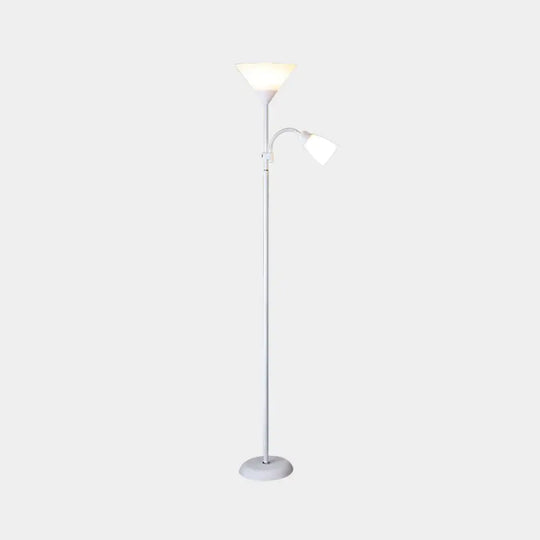 Country Living Room Acrylic Torchiere Floor Lamp With Flexible Arm 2 / White